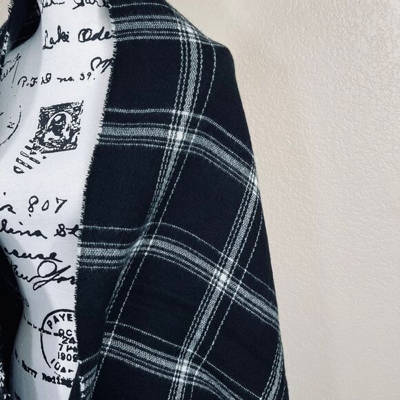 Zara Black Plaid Long Scarf Shawl Super Soft Long Thin Scarf Preppy baddie work - Picture 9 of 16